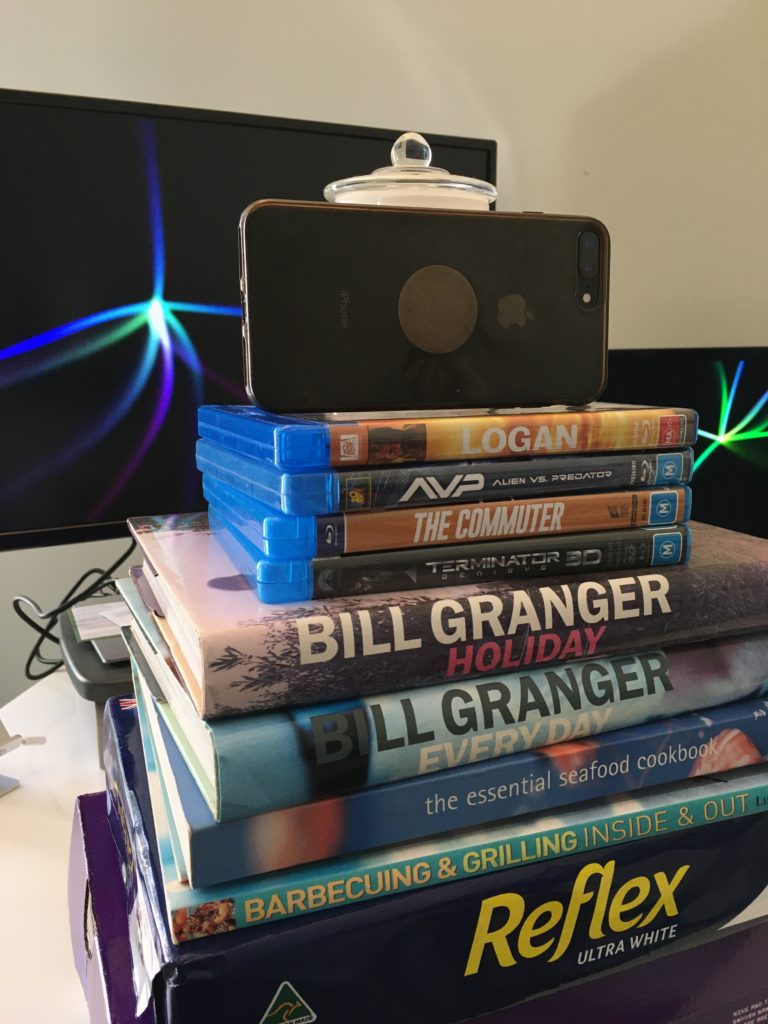 Phone on books